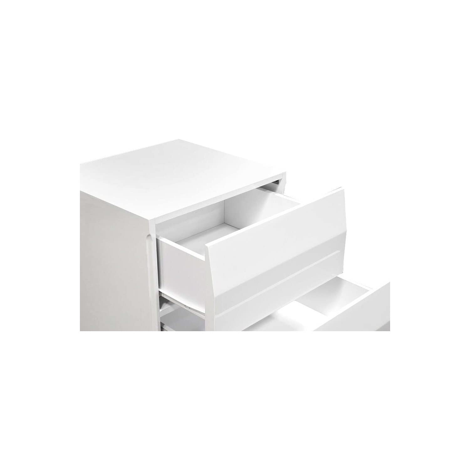 Best Master Spain 2-Drawer Poplar Wood Bedroom Nightstand In White/Silver Base